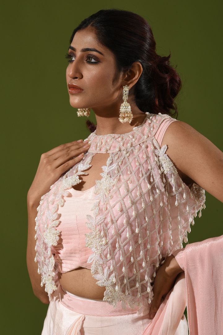 Ombre Drape Saree with Heavy Embroidered Jacket