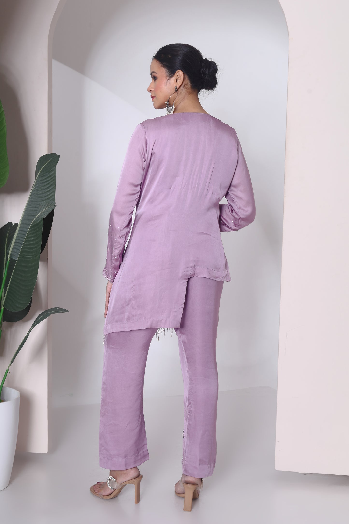 High low embroidered coord set