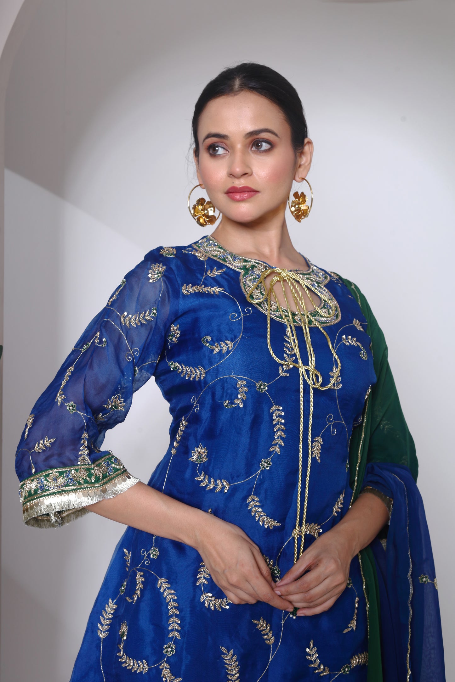Organza embroidered kurta set