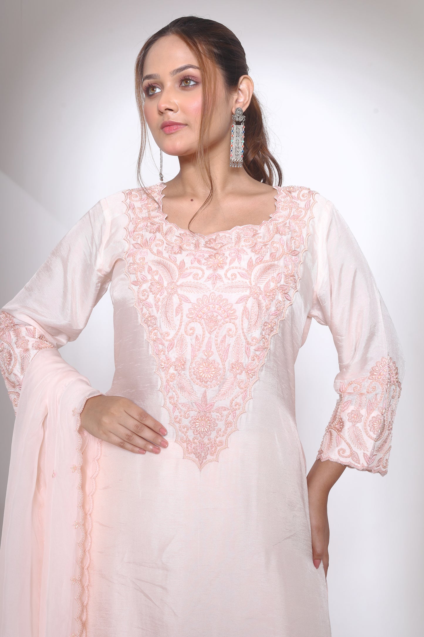 Peach pink kurta set