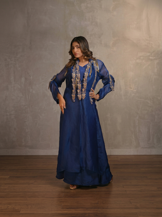 Embroidered Long Jacket and long maxi set