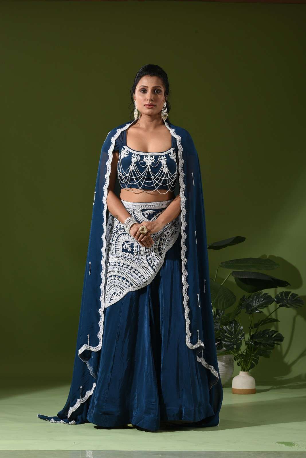 Heavy moti embroidered lehenga set