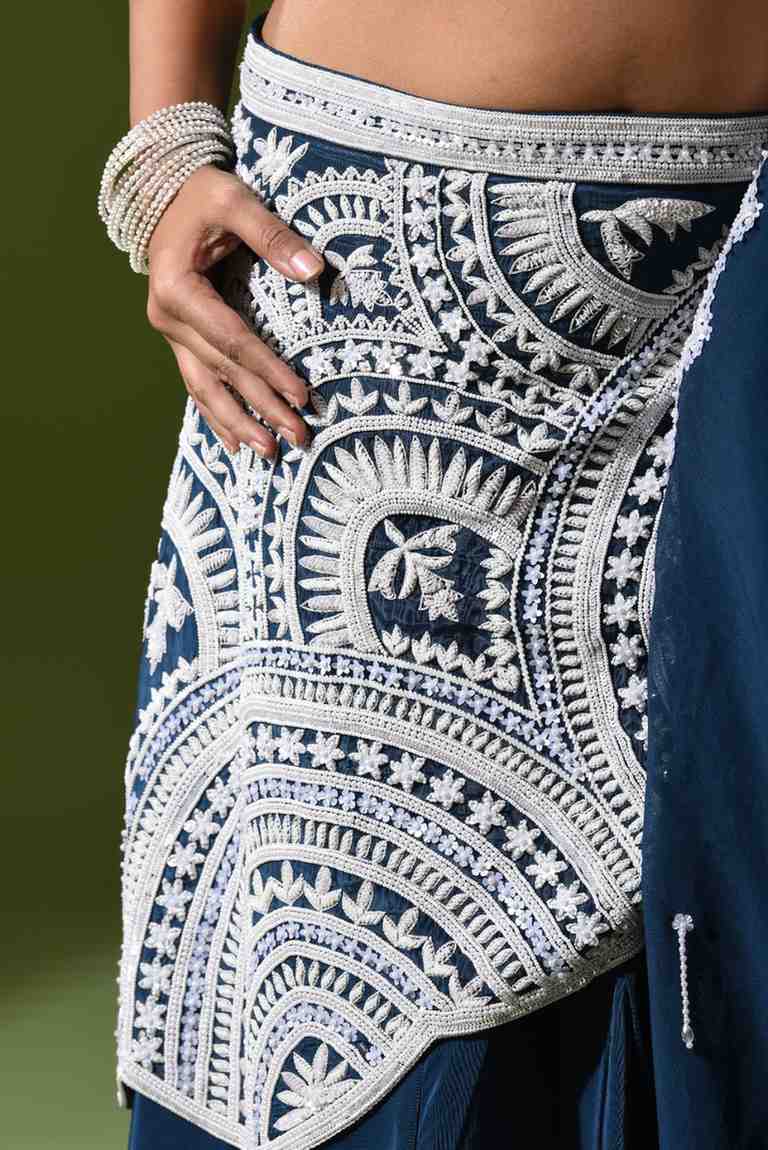 Heavy moti embroidered lehenga set