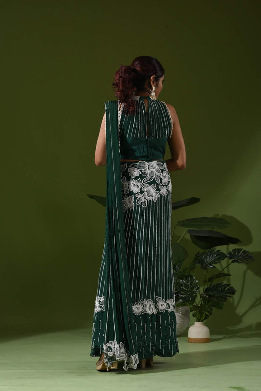 Heavy embroidered mermaid lehenga and potli bag