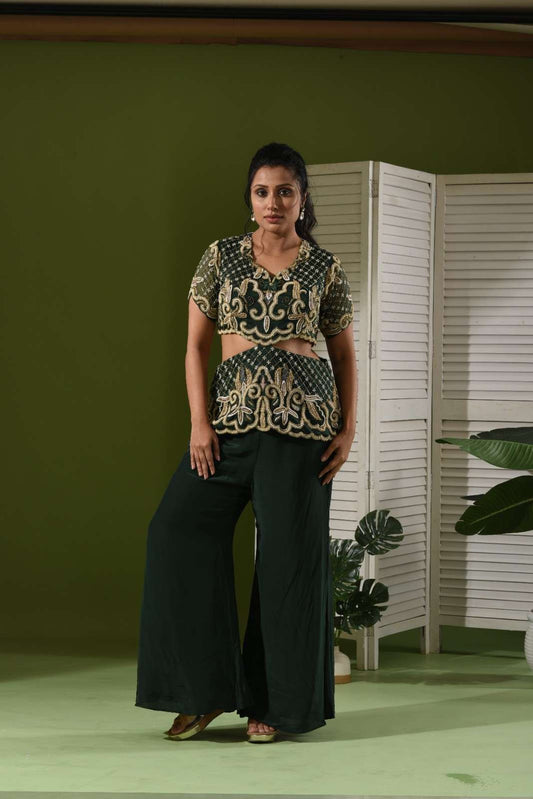 Waist cut Top and plazzo pants