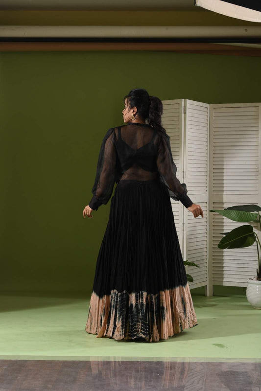 Tye Dye skirt with Organza shirt and bustier