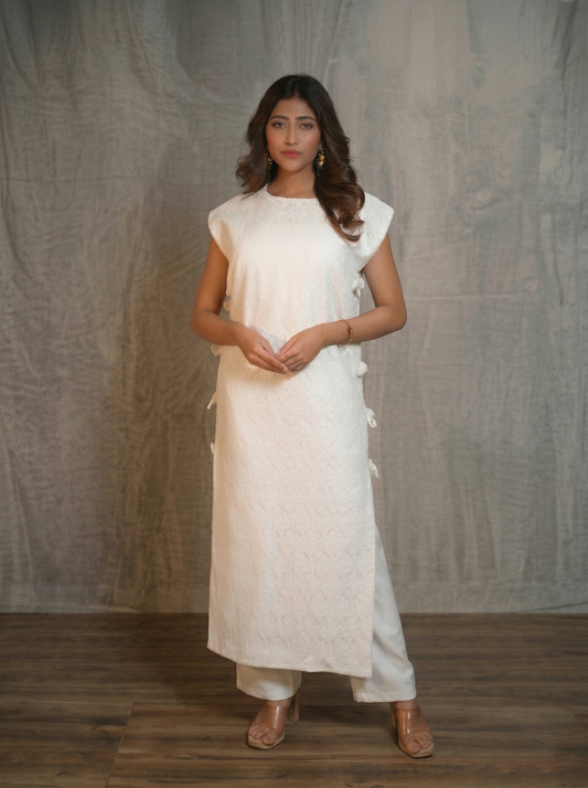 Side Bow detailed cape, bustier and pants