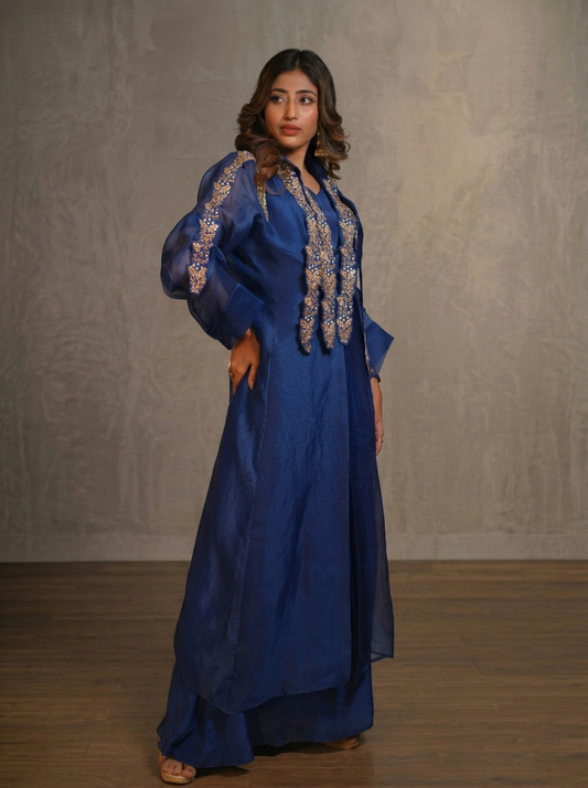 Embroidered Long Jacket and long maxi set