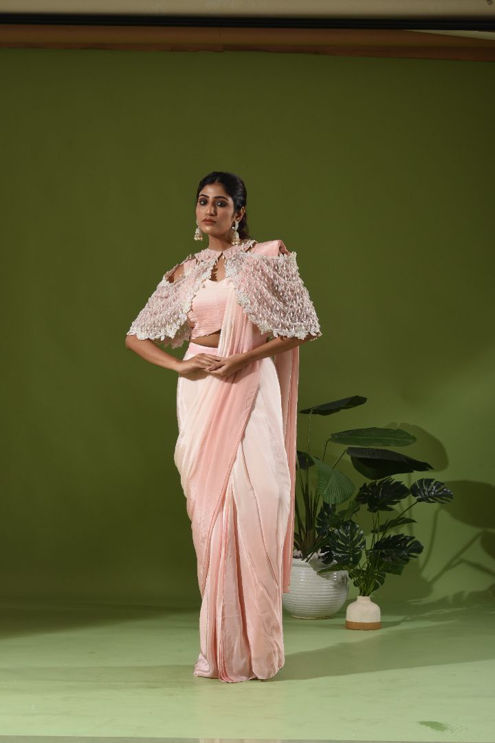 Ombre Drape Saree with Heavy Embroidered Jacket