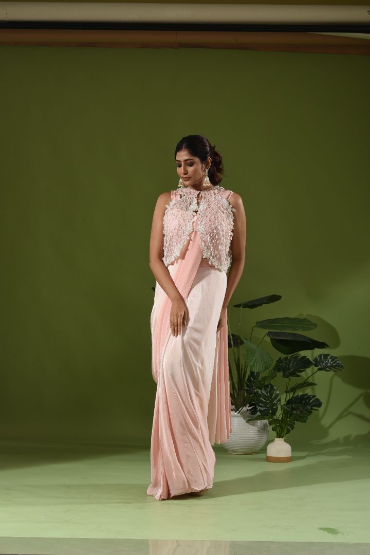 Ombre Drape Saree with Heavy Embroidered Jacket
