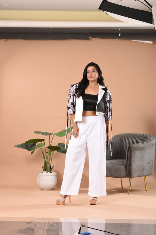 Hand Embroidered Blazer Co-ord Set Ð White & Black