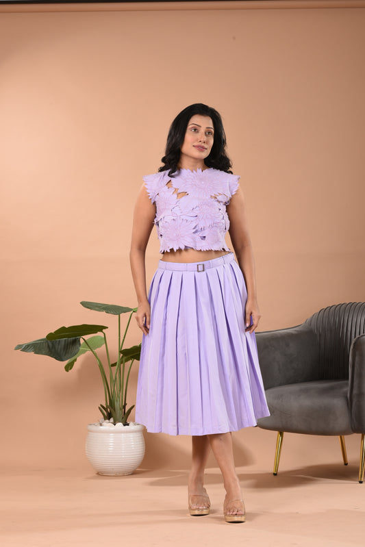 Embroidered Flowy Jacket Co-ord Set D Lilac, Navy, Black