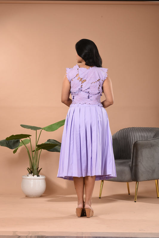 Embroidered Flowy Jacket Co-ord Set D Lilac, Navy, Black
