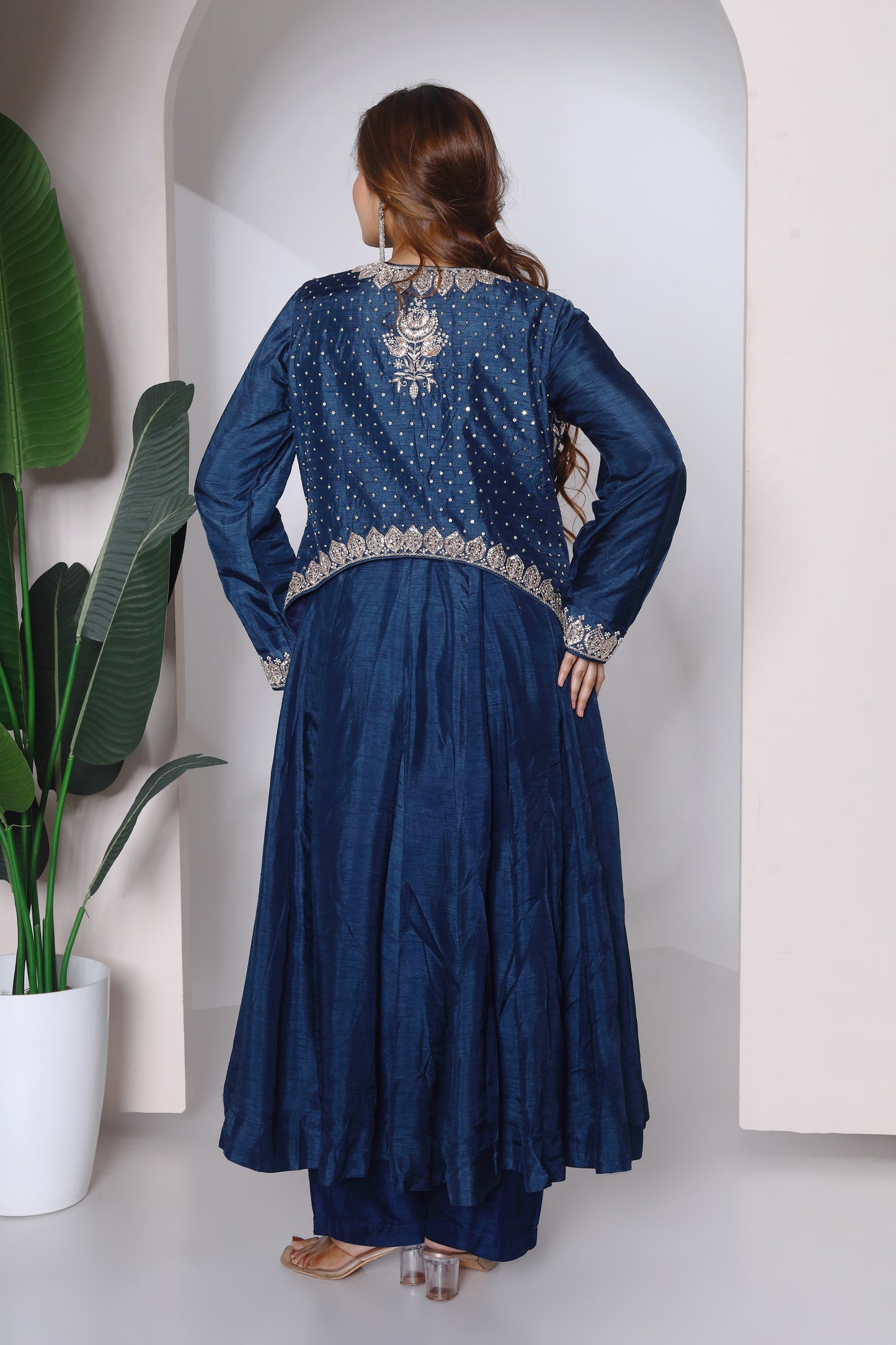 Sleevless jacket and anarkali kurta set