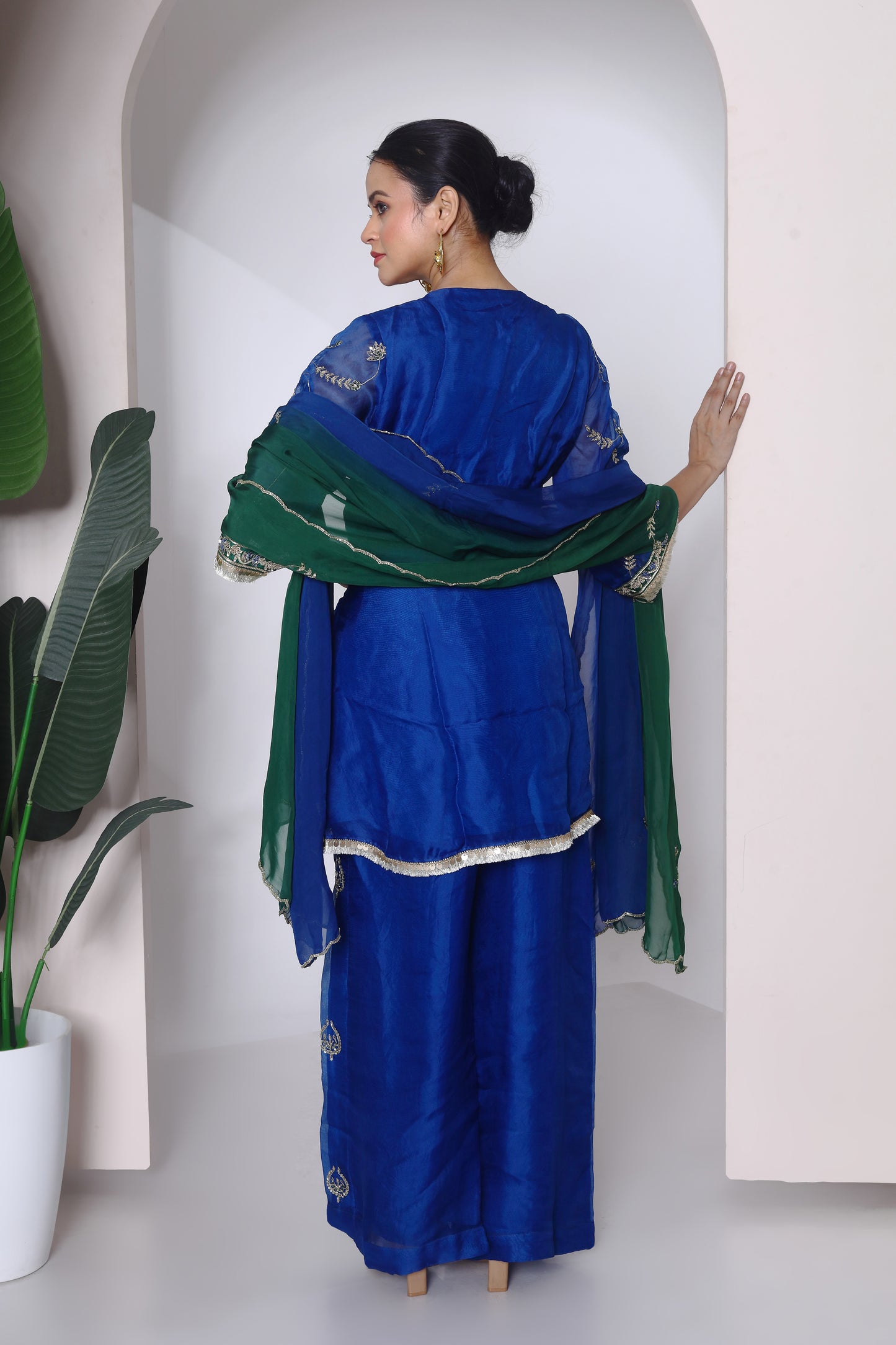 Organza embroidered kurta set