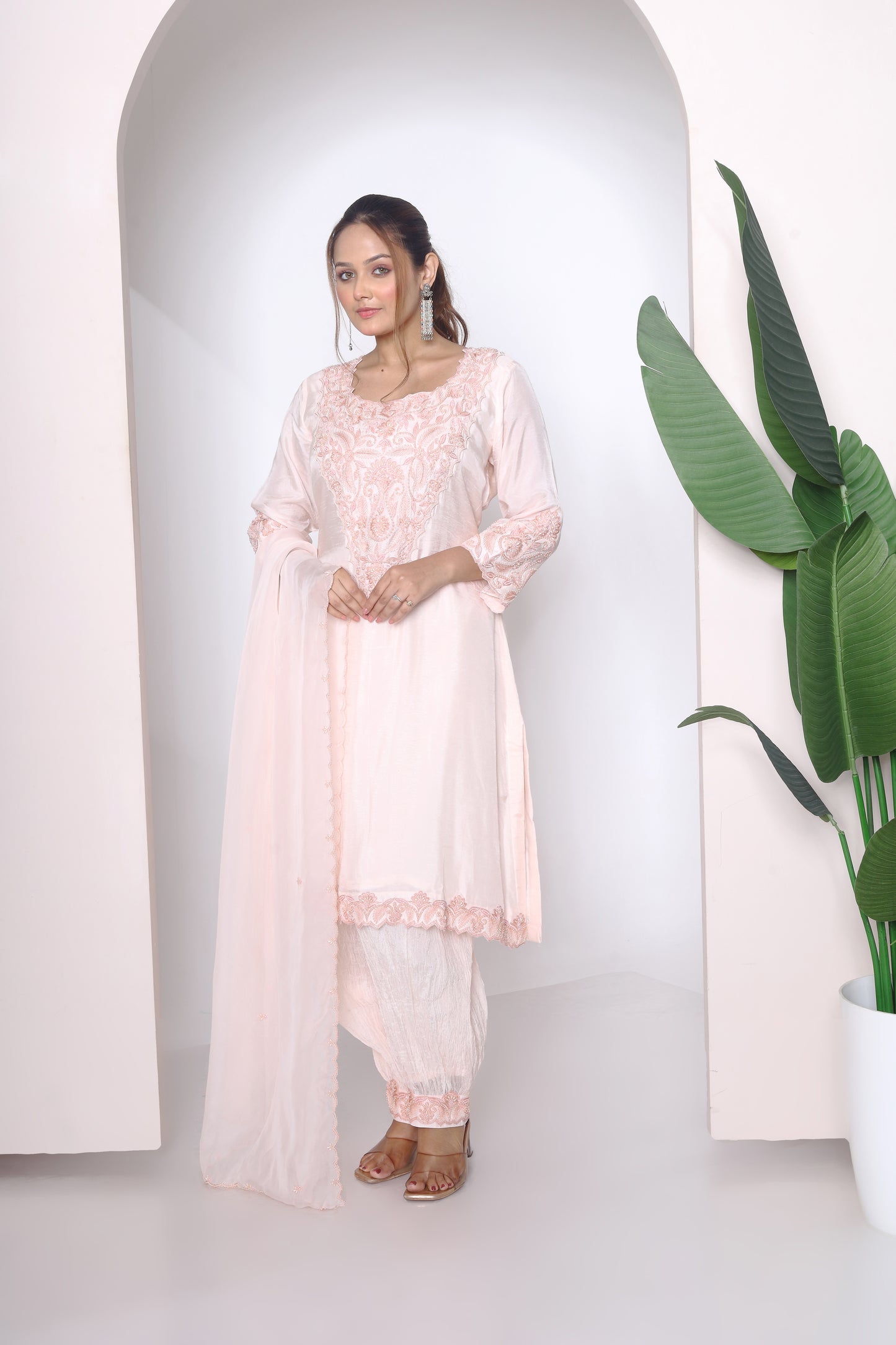 Peach pink kurta set