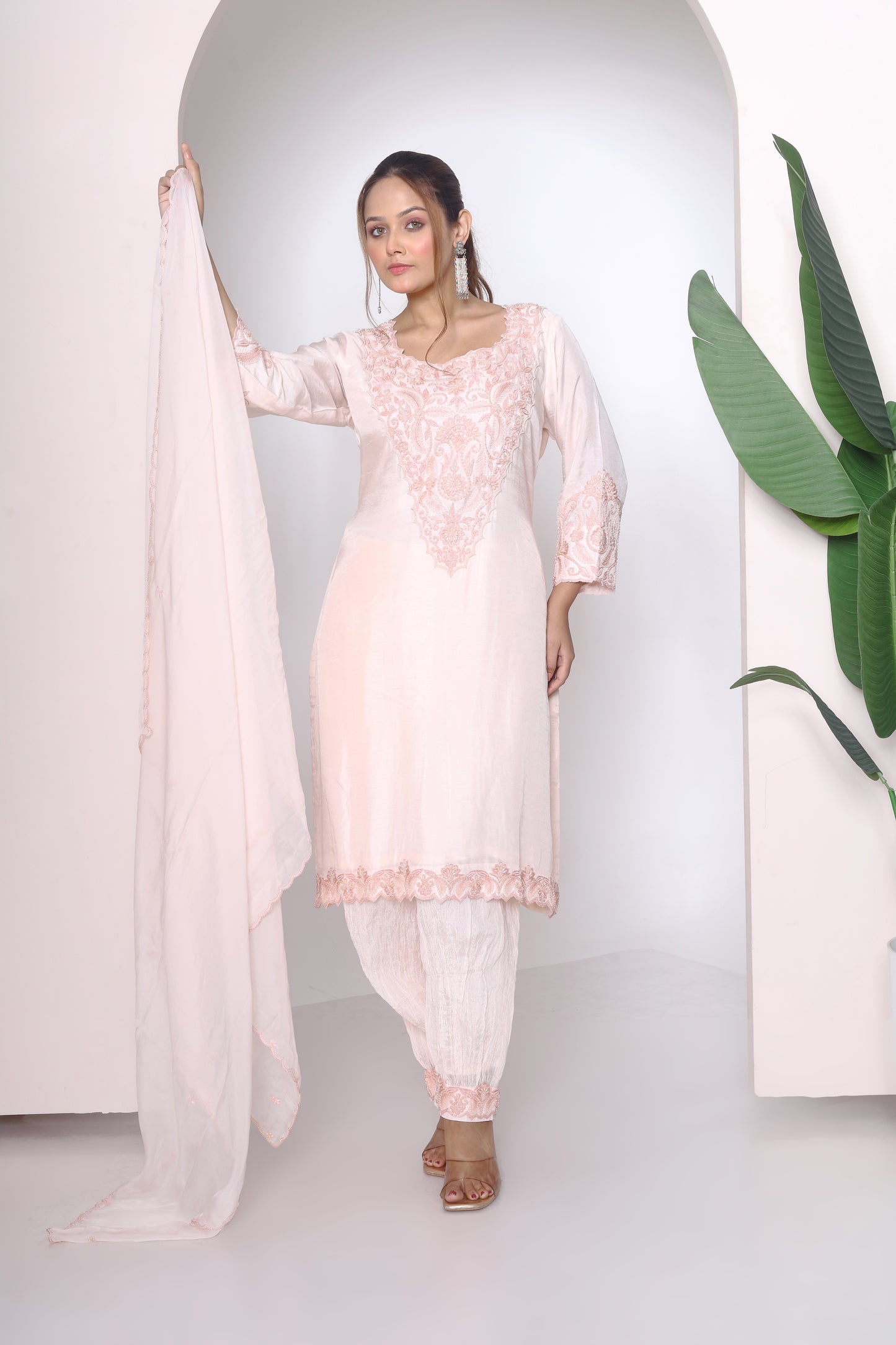 Peach pink kurta set