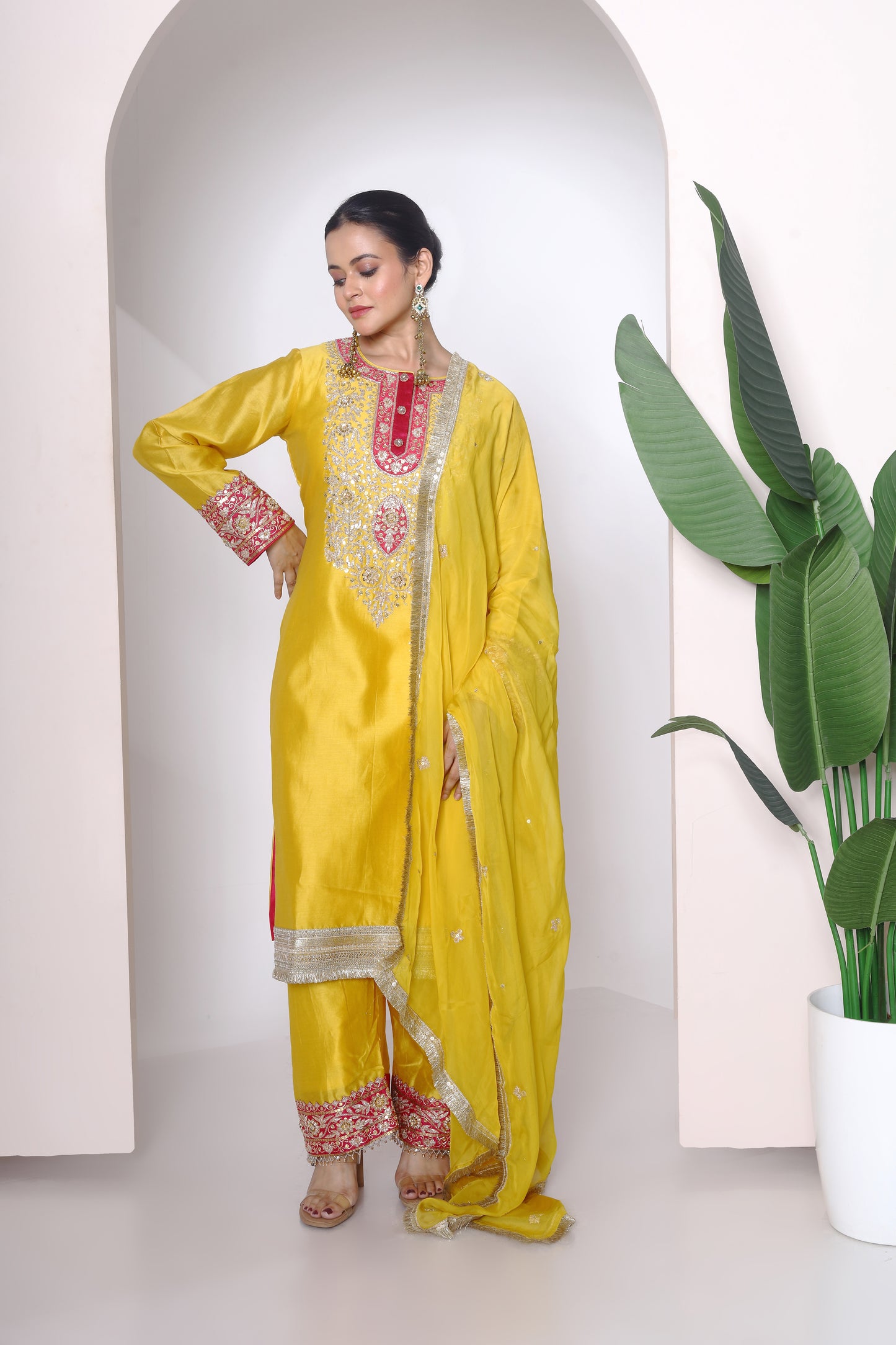 Mustard farsi salwar kurta set