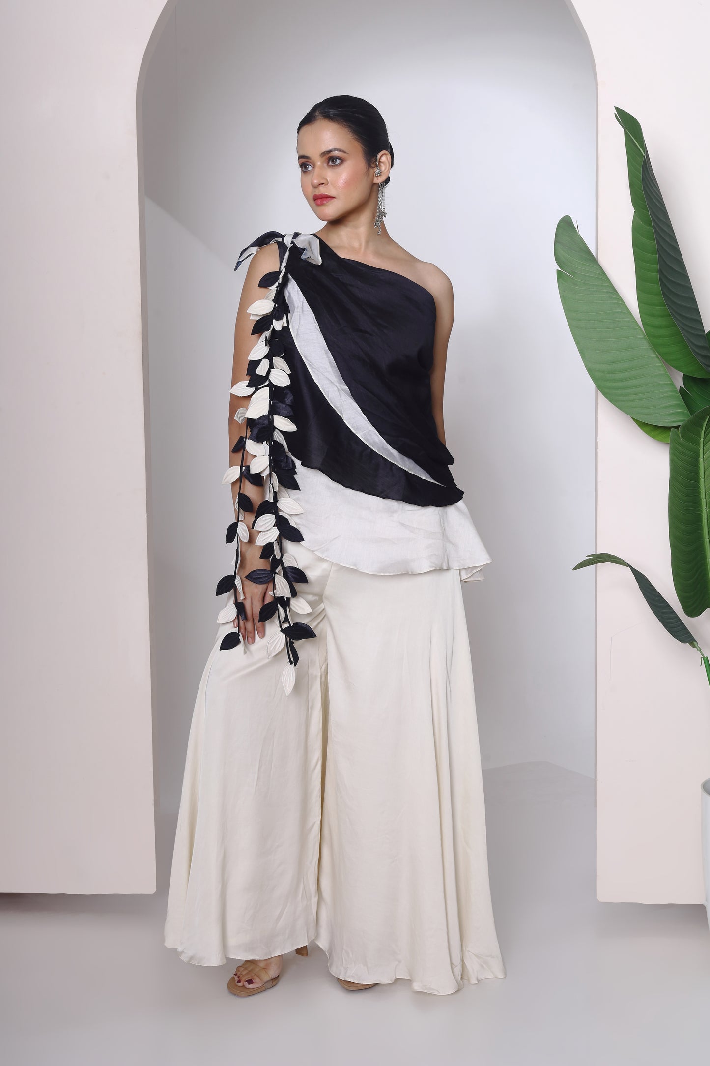 Leave embroidered off shoulder top and plazzo pants