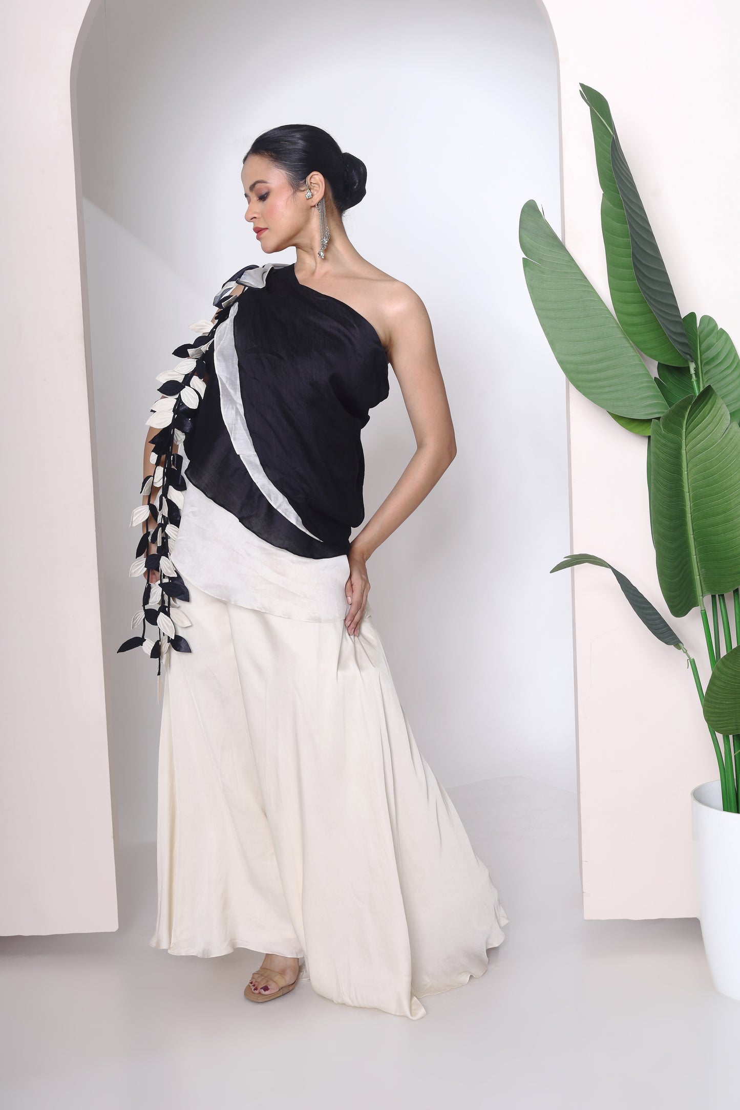 Leave embroidered off shoulder top and plazzo pants