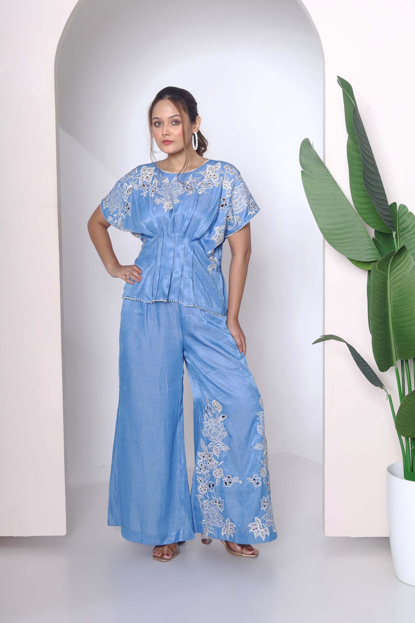 Cutwork soft denim coord set