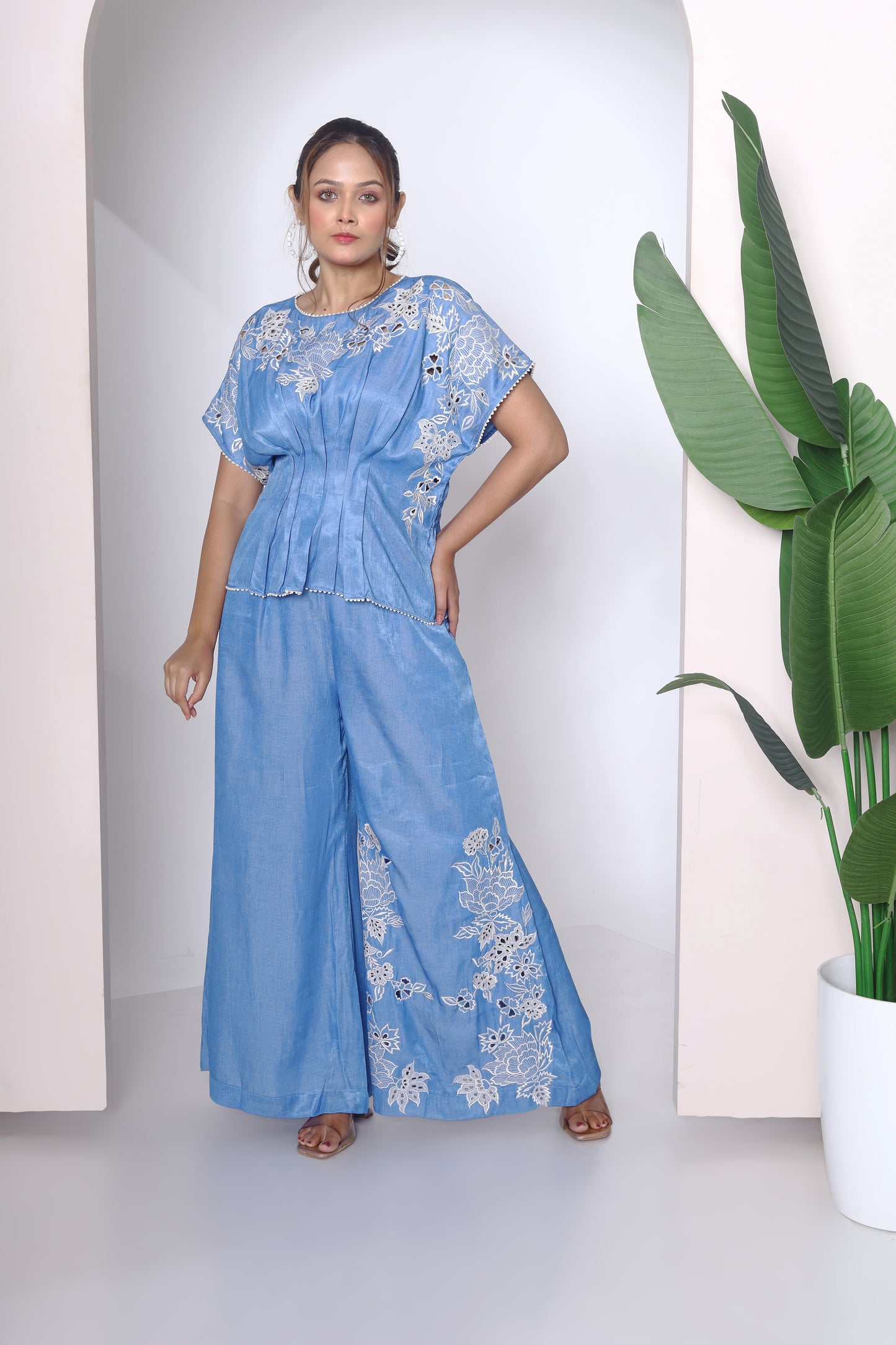 Cutwork soft denim coord set
