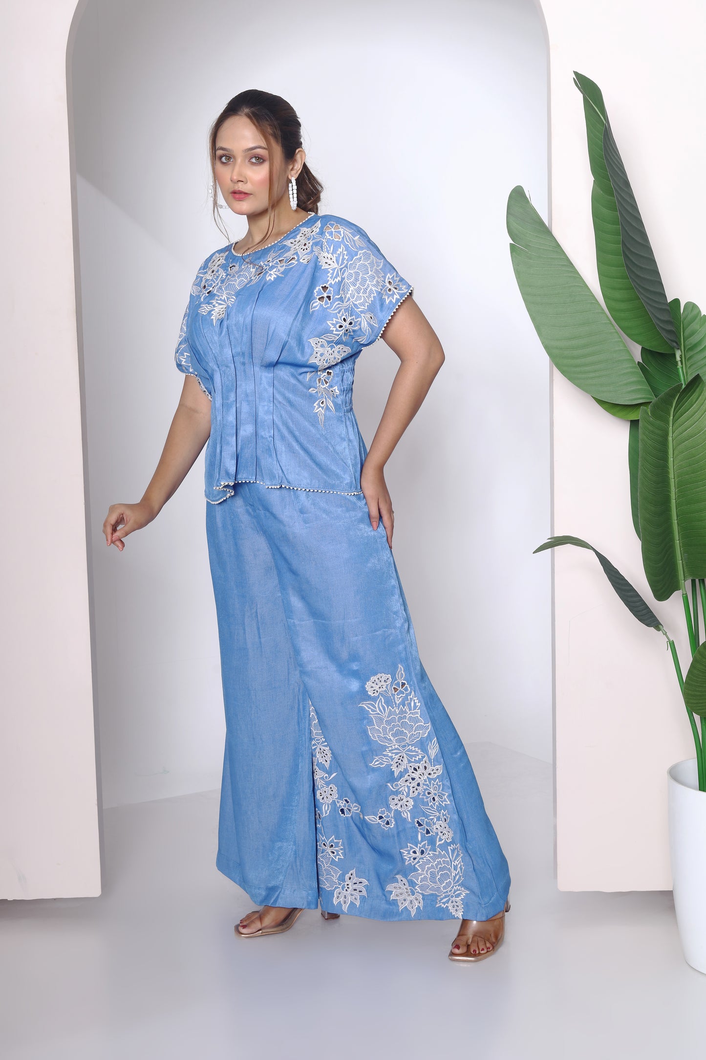 Cutwork soft denim coord set