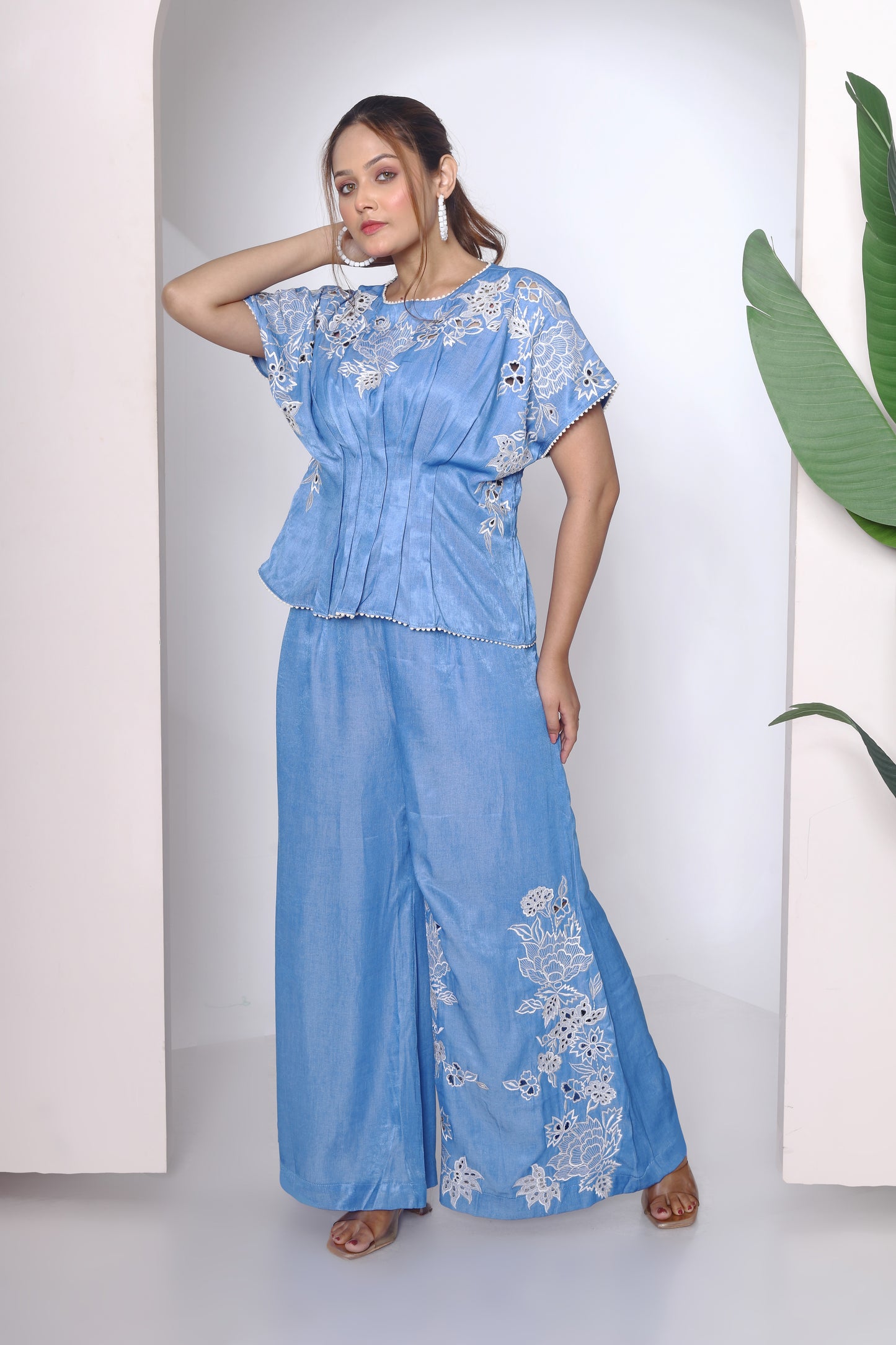 Cutwork soft denim coord set